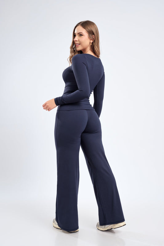 Conjunto Signature Manga larga Azul Oscuro