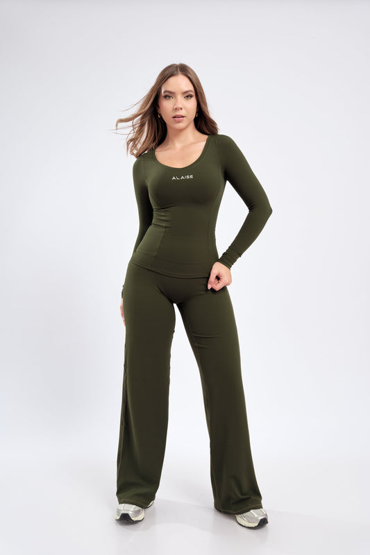 Conjunto Signature Manga larga Verde Olivo