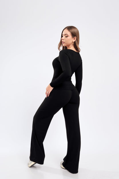 Conjunto Signature Manga larga Negro