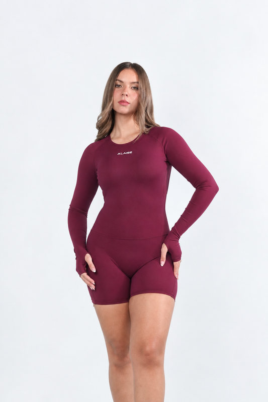 Enterizo Short Manga Larga Vino